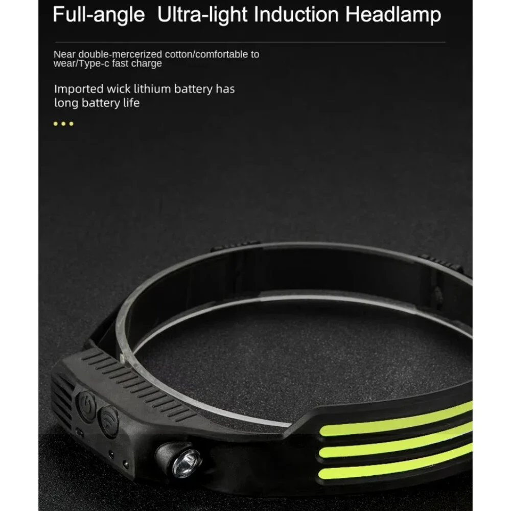 Rechargeable Head lamp light with COB Waterproof Sensor LED Headlamp